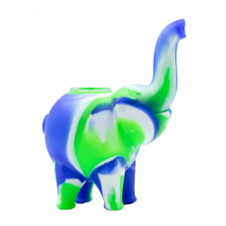 Pipa 12cm Silicona Elefante Azul Verde Blanco